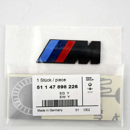 BMW M Sport Emblem 51147898226 - Genuine OEM Matte Black Tri-Color Badge
