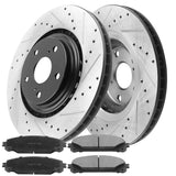 MotorbyMotor-Front Drilled & Slotted Disc Brake Rotors +Ceramic Pads Fits for Lexus NX200t NX300 NX300H RX350 RX450H, Toyota Highlander Sienna-All Model