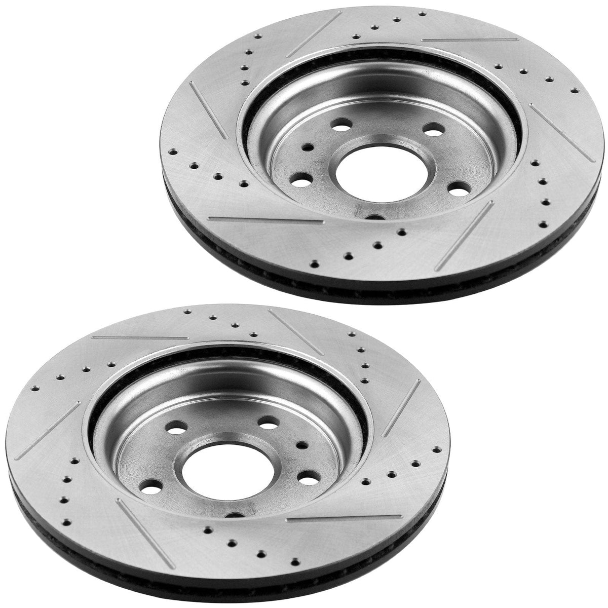 Motorbymotor Front Brake Rotors 281mm Drilled & Slotted Brake Rotor & Brake Pad kit Including CLEANER DOT4 FLUID Fits for Chrysler Town & Country, Dodge Caravan Grand Caravan 2001-2007
