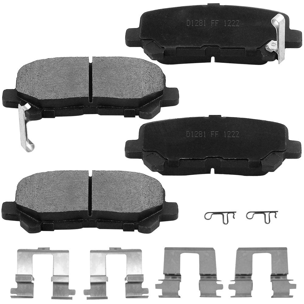 Rear Ceramic Brake Pads w/Hardware Kits Fits for Acura MDX ZDX, Honda Odyssey Pilot (All Models)-Low Dust Brake Pad-4 Pack