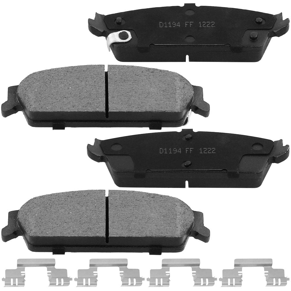 Front Ceramic Brake Pads w/Hardware Kits Fits for Cadillac Escalade ESV EXT, Chevrolet Avalanche Tahoe Suburban Silverado 1500, GMC Sierra 1500 Yukon 1500-Low Dust Brake Pad-4 Pack