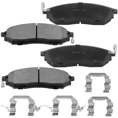 Rear Ceramic Brake Pads w/Hardware Kits Fits for Infiniti EX35 EX37 FX37 FX45 G25 G35 G37 M35 M35H M37 M45 M56 Q40 Q45 Q70 Q70L QX50 QX70, Nissan 350Z 370Z Murano Pathfinder-4 Pack