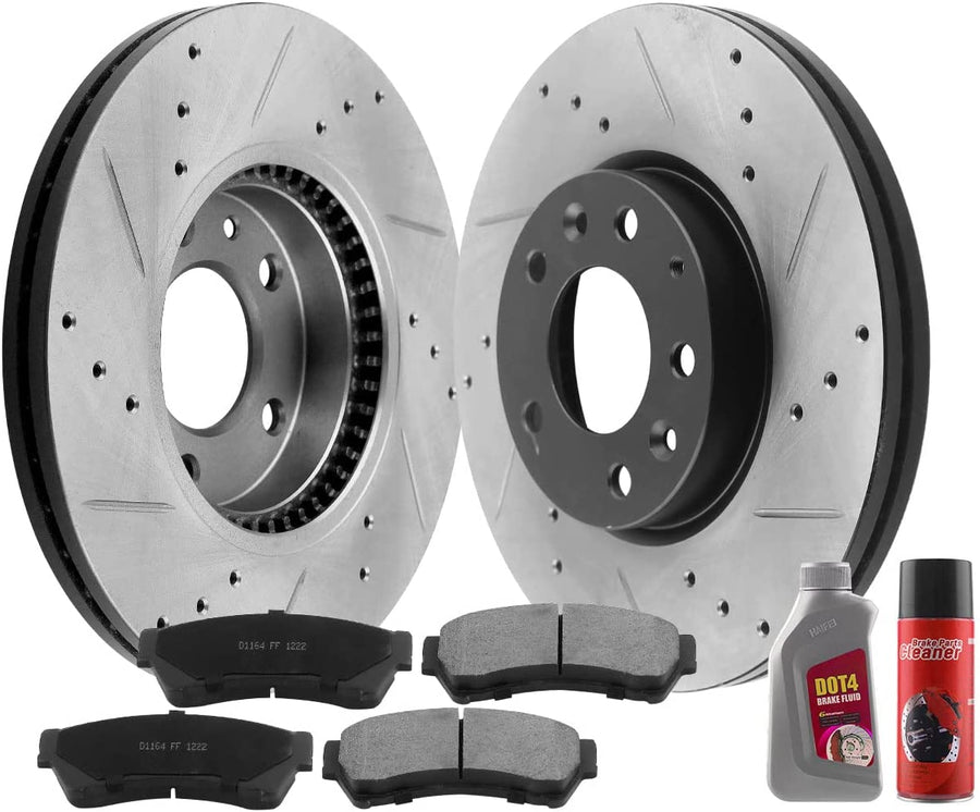 Ford Fusion Front Brake Rotors & Pads 12061088 D1164, with fluid & cleaner