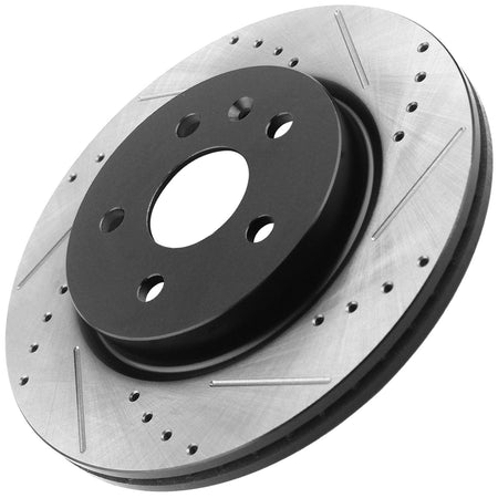 Motorbymotor Front Brake Rotors 281mm Drilled & Slotted Brake Rotor & Brake Pad kit Including CLEANER DOT4 FLUID Fits for Chrysler Town & Country, Dodge Caravan Grand Caravan 2001-2007