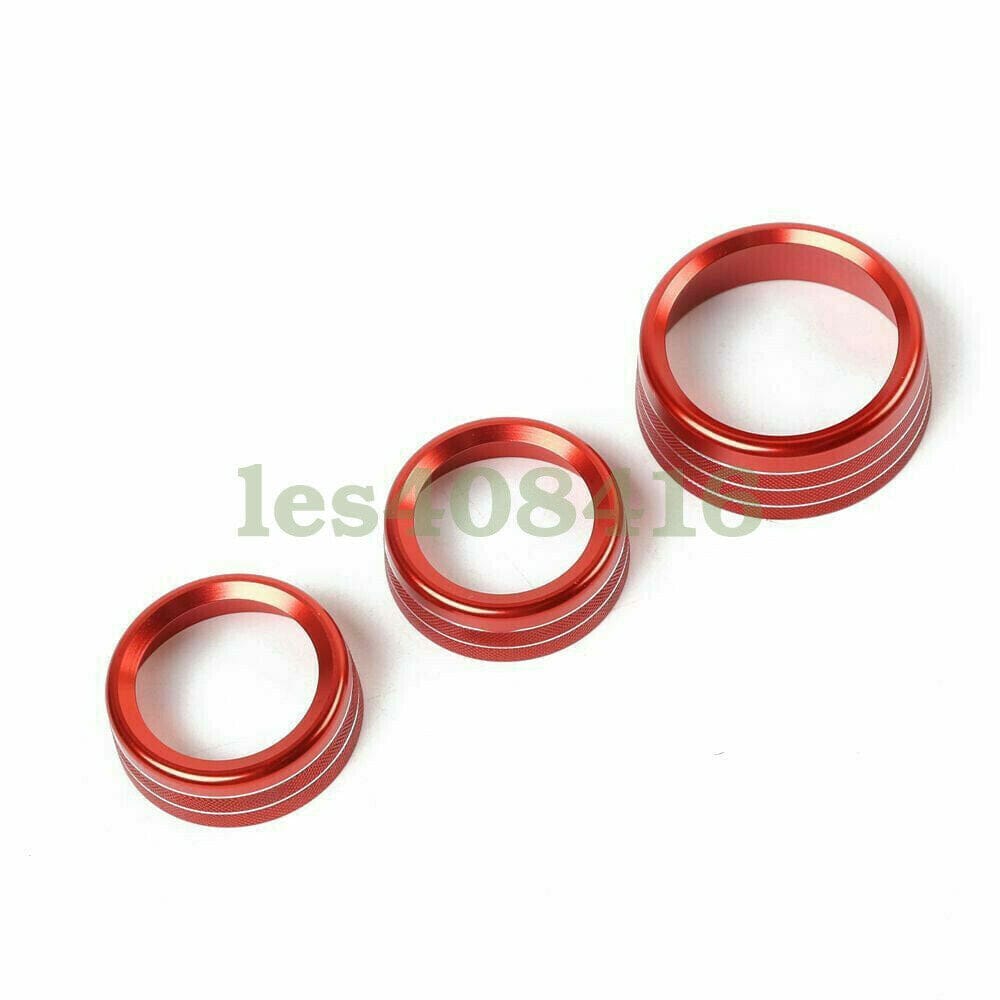 3X Red Air Condition & Audio Switch Knob Trim Ring for Dodge Challenger/Charger