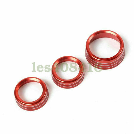 3X Red Air Condition & Audio Switch Knob Trim Ring for Dodge Challenger/Charger