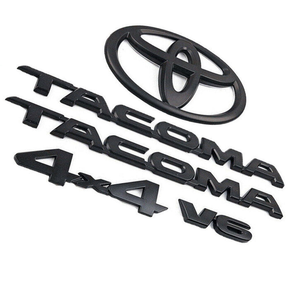 Toyota Tacoma 4X4 V6 Emblem Badge Set Matte Black 5pc