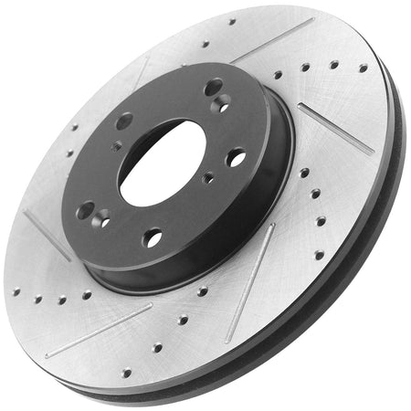 MotorbyMotor Front Brake Rotors 294mm Drilled & Slotted Brake Rotor Fits for Chrysler 200 Sebring, Dodge Avenger Caliber, Jeep Compass Patriot, Mitsubishi Eclipse Galant Lancer Outlander