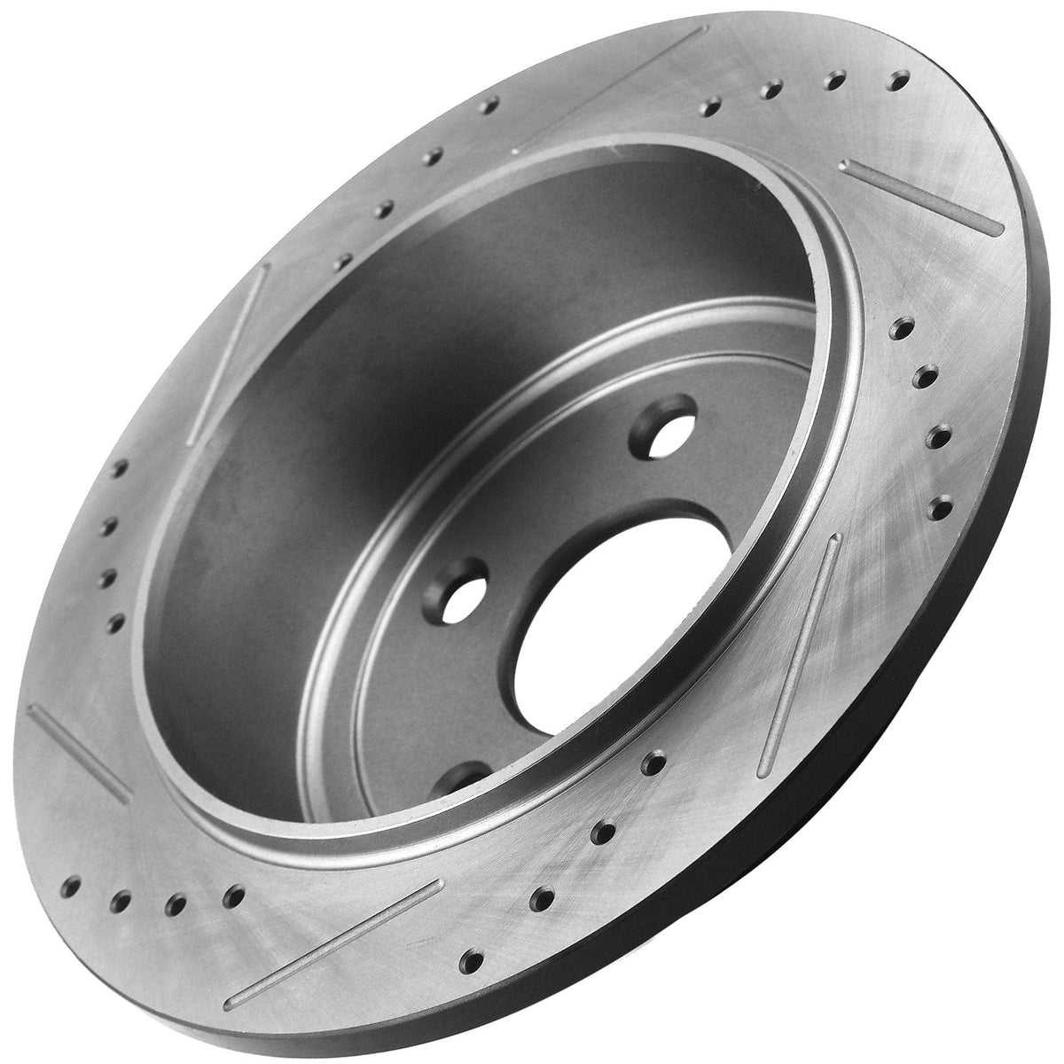 Rear Drilled & Slotted Disc Brake Rotors + Ceramic Pads + Cleaner & Fluid Fits for Ford Mustang 2015 2016 2017 2018 2019 2020-5-Lug Wheel Holes