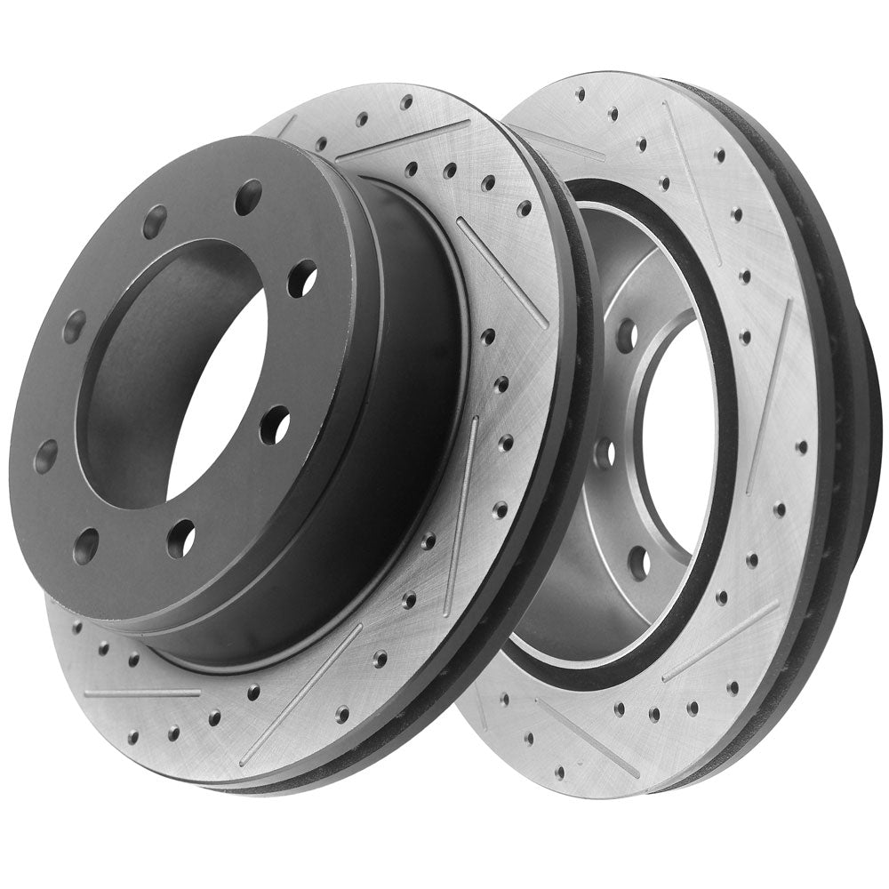 Motorbymotor Rear Brake Rotors 330mm Drilled & Slotted Design Brake Rotor & Brake Pad kit Including CLEANER DOT4 FLUID Fits for Chevy GMC Avalanche Suburban Sliverado Sierra Yukon XL 2500