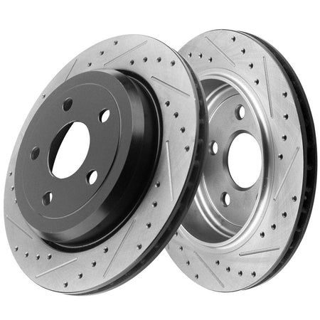 Motorbymotor Rear Brake Rotors 350mm Drilled & Slotted Design Brake Rotor & Brake Pad kit Fits for Jeep Grand Cherokee,Dodge Durango