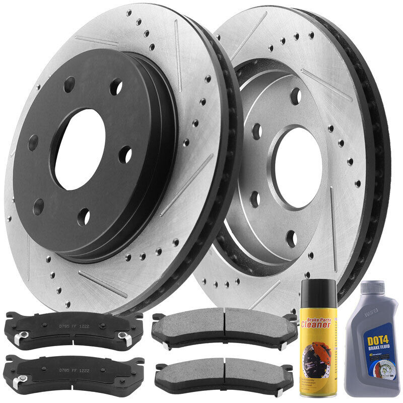 Chevrolet Silverado Front Brake Rotors & Pads 12066040 D785, with dot4 cleaner