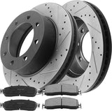Front Drill and Slot Brake Rotors & Ceramic Pads for Ford F-250 F-350 SD 4WD