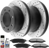 New Set Rear Drilled Slotted Rotors Ceramic Pads Ford F-350 F-250 Super Duty