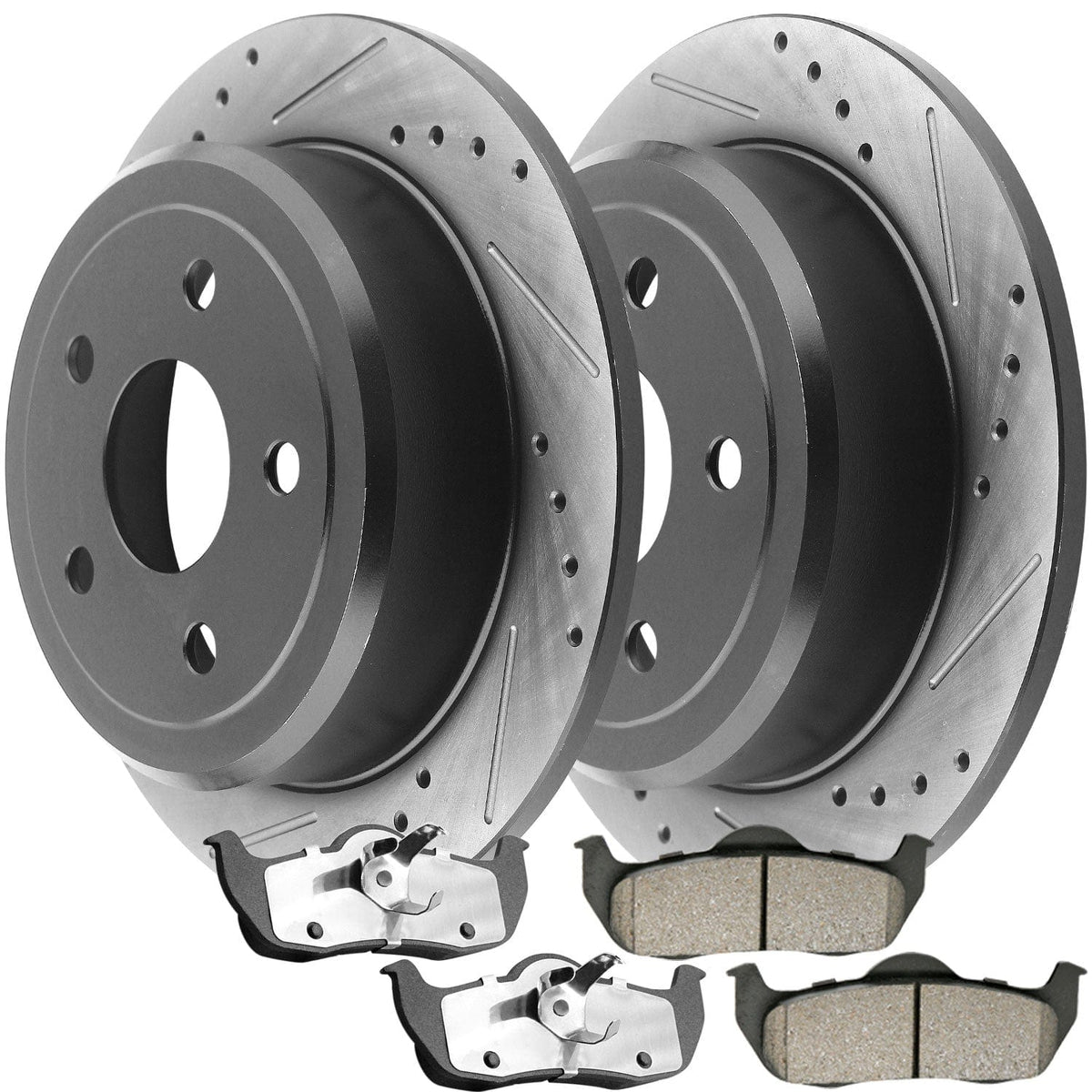 Rear Disc Brake Rotors & Ceramic Pads Kit for Jeep Grand Cherokee Commander 3.7L