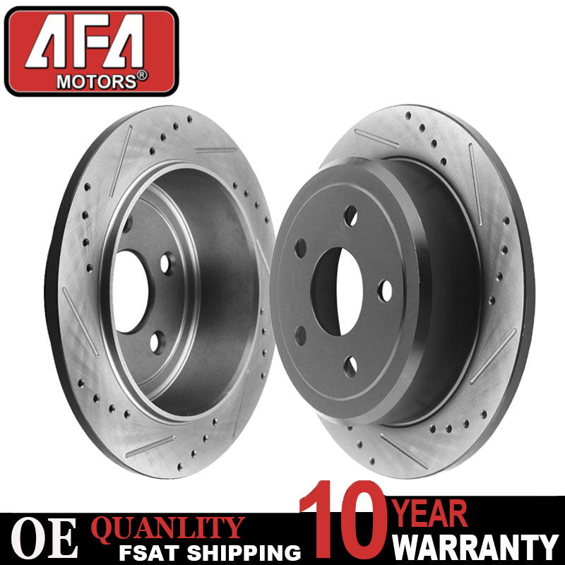 For Jeep Grand Cherokee Commander (XK) Rear Drilled & Slotted Disc Brake Rotors