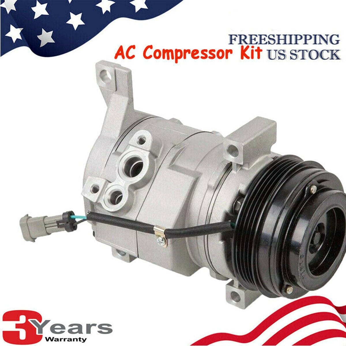 A/C Compressor Fit Cadillac Escalade Chevy Silverado Suburban Tahoe Avalanche Colorado Express GMC Sierra Yukon Canyon Savana Hummer 78363