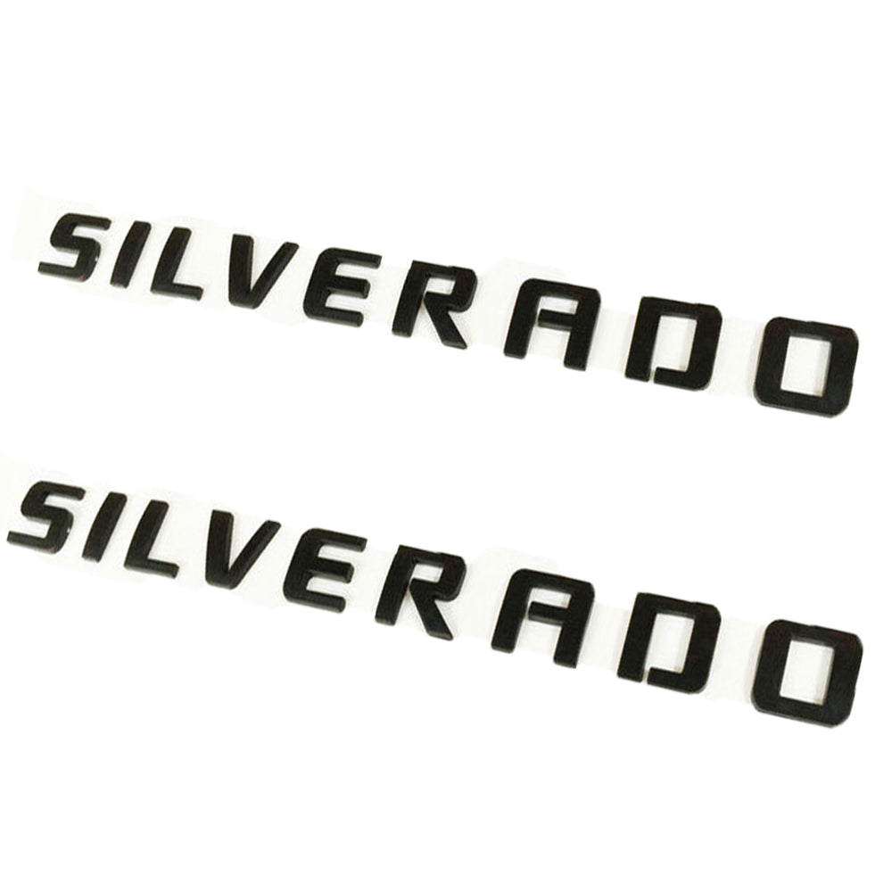Silverado Nameplate Emblem Badge OEM Genuine Matte Black 2PC