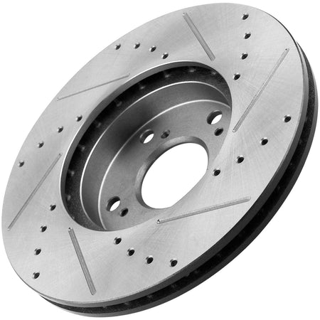 MotorbyMotor Front Brake Rotors 294mm Drilled & Slotted Brake Rotor Fits for Chrysler 200 Sebring, Dodge Avenger Caliber, Jeep Compass Patriot, Mitsubishi Eclipse Galant Lancer Outlander