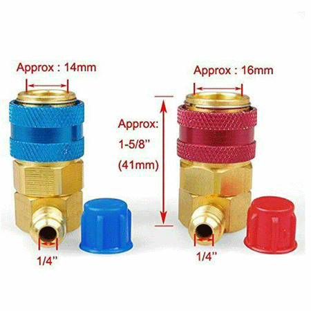 2 Pcs High & Low Side Car A/C R134A Quick Coupler Adapter 1/4'' SAE HVAC Flare Fitting Kit