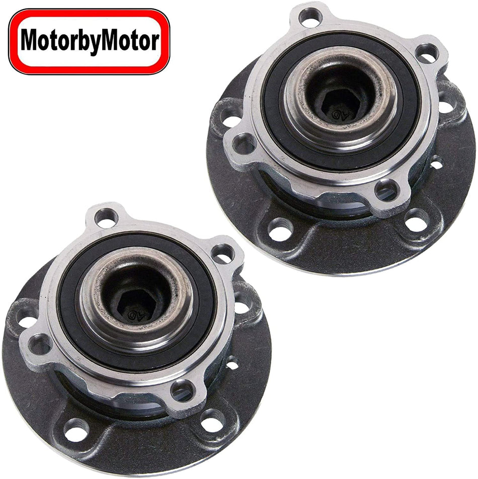 MotorbyMotor 513173 Front Wheel Bearing and Hub Assembly Fits for BMW 745i 745Li 750i 750Li 760i 760Li Alpina B7 Hub Bearing Assembly (All Models; 5 Bolts (Not Include)-2 Pack