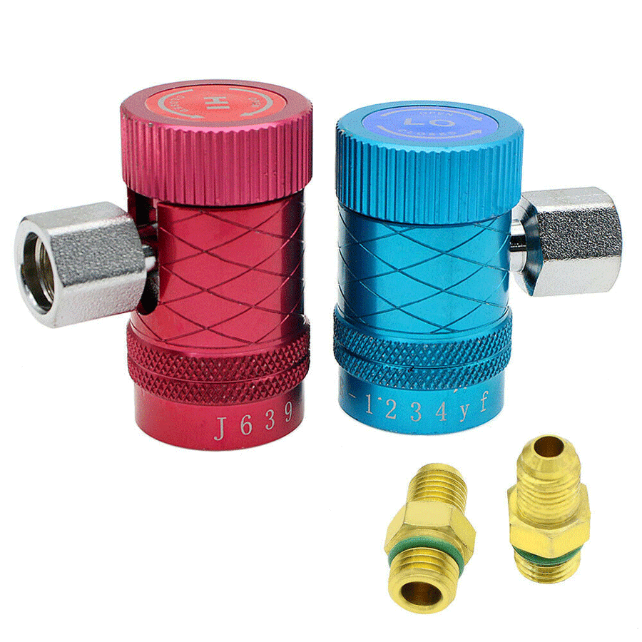Quick Connector Refrigerant Air Conditioning Adapter Replacement Adapter,1/4" R1234yf Manual Couplers Connector Adapters-2Pack
