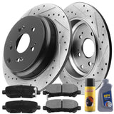 Motorbymotor Rear Brake Rotors 308mm Drilled & Slotted Design Brake Rotor & Brake Pad kit Including CLEANER DOT4 FLUID Fits for Infiniti JX35 QX60,Nissan Murano Pathfinder