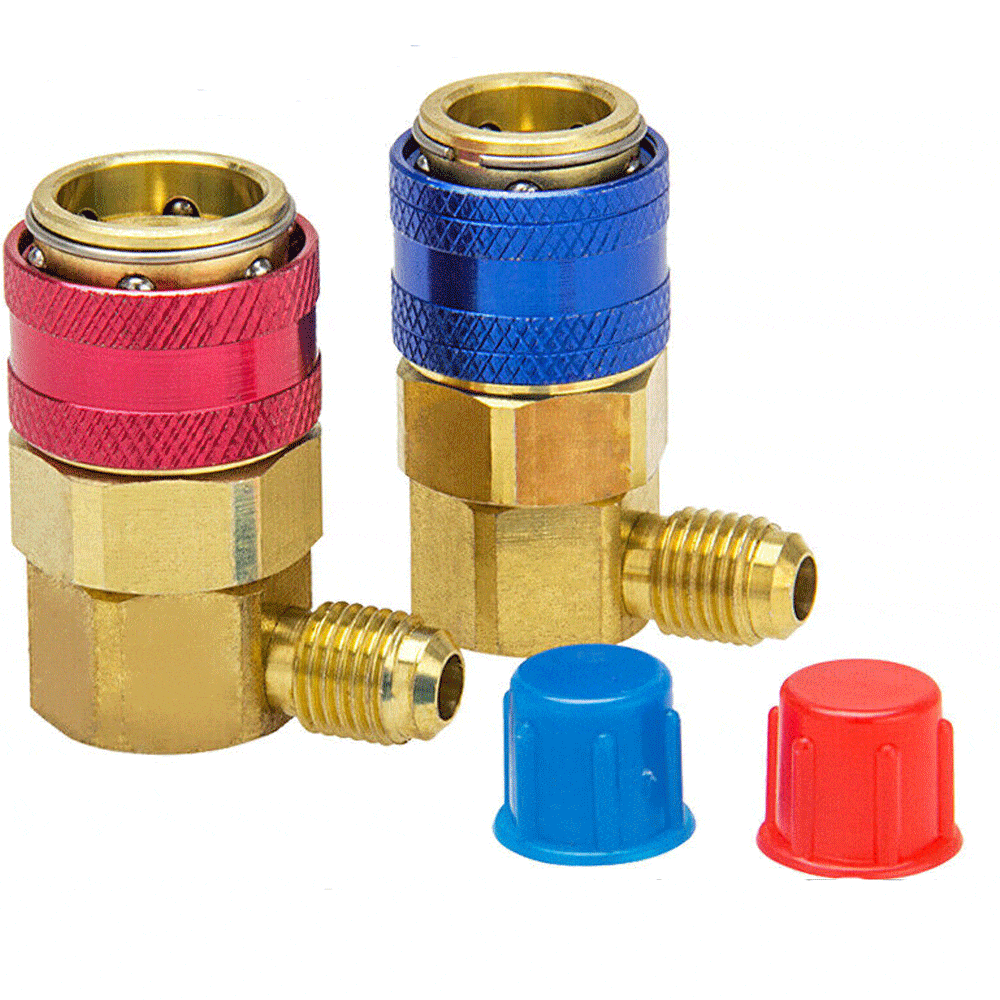 2 Pcs High & Low Side Car A/C R134A Quick Coupler Adapter 1/4'' SAE HVAC Flare Fitting Kit