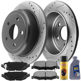 Motorbymotor Rear 312mm Drilled & Slotted Brake Rotor & Brake Pad kit Including CLEANER DOT4 FLUID Fits for Cadillac Cts,Chevrolet Camaro