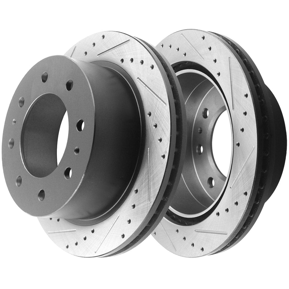 360mm Rear Slotted Disc Brake Rotors + Brake Pads For Suburban Sierra 2500 3500