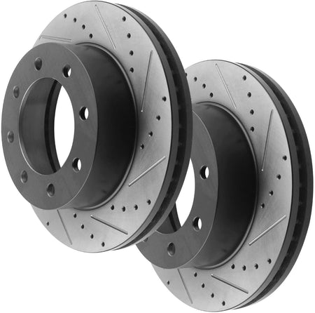 Front Drill and Slot Brake Rotors & Ceramic Pads for Ford F-250 F-350 SD 4WD