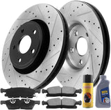 MotorbyMotor Rear Brake Rotors 334mm Drilled & Slotted Brake Rotor & Brake Pad kit Including CLEANER DOT4 FLUID Fits for Ford F-150 Expedition, Lincoln Blackwood Navigator