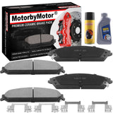 Front Ceramic Brake Pads with Hardware Kits & CLEANER DOT4 FLUID for Chrysler 200 300, Dodge Avenger Caliber Challenger Charger Magnum Low Dust Brake Pad