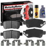 MotorbyMotor Rear Ceramic Brake Pads with Hardware Kits & CLEANER DOT4 FLUID Fits for Honda Odyssey 2005-2010 Low Dust Brake Pad (All Models)