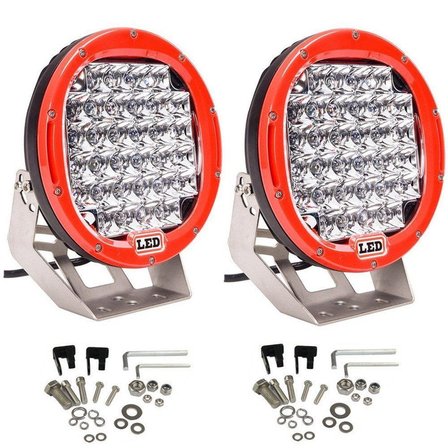 2x 9" inch 96W CREE Round Spot LED Driving Work Light offroad JEEP 4WD SUV Red - AFA-Motors