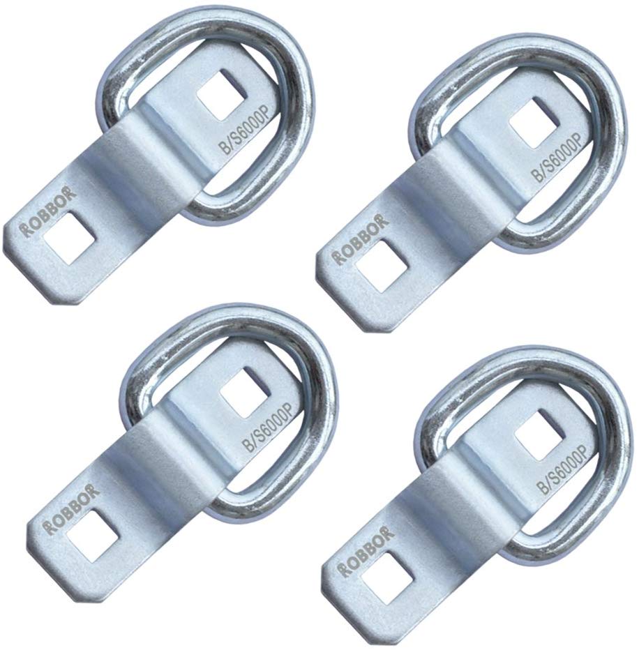 Robbor D Ring,Tie Down Anchor 4 Pk Surface Mount Tie Down Ring Heavy Duty 6000 Pound Breaking Strength Super Strong Forged Steel for Trailer Cargo Control, Tying Down Motor Bikers,ATV's
