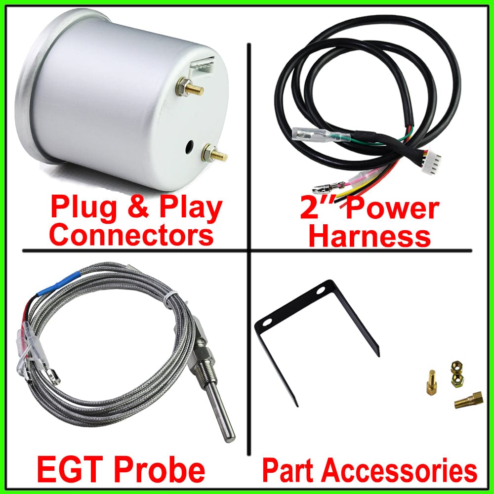 2'' 52mm Exhaust Gas Temp Gauge Universal 7 Color LED Temperature EGT Gauge Meter with Sensor 12V