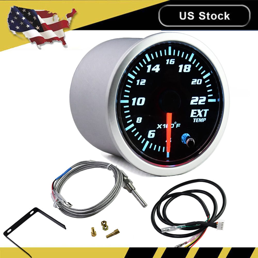 2'' 52mm Exhaust Gas Temp Gauge Universal 7 Color LED Temperature EGT Gauge Meter with Sensor 12V
