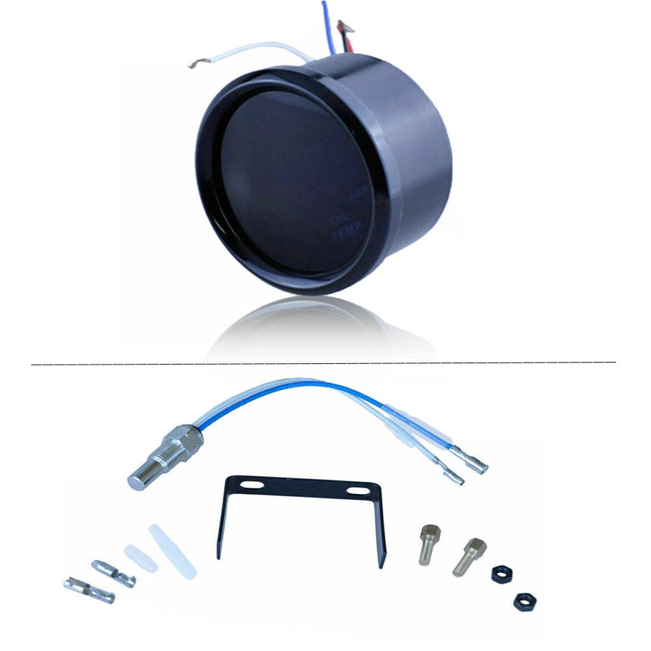 MotorbyMotor 2" 52mm Temp Black LED Oil Temperature Gauge Meter with Sensor-Universal