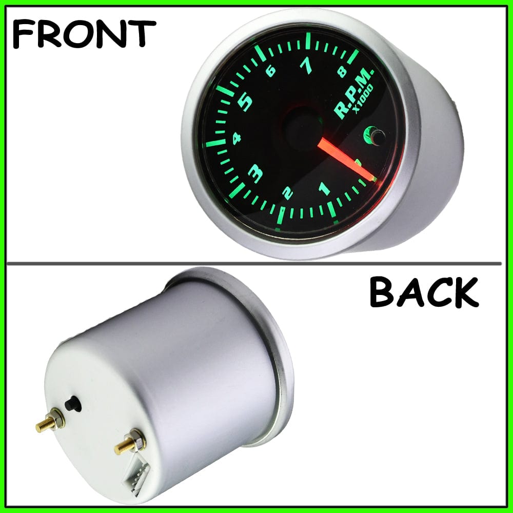 Universal 2'' 52mm RPM Gauge, 7 Color 8,000 RPM Tachometer Gauge -Smoked Lens Tacho Gauge for Car