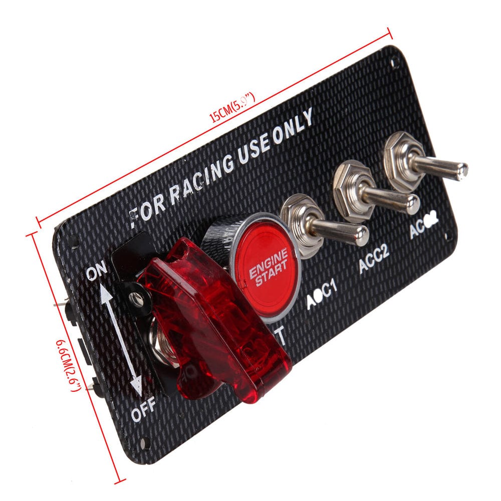 DC 12V Ignition Switch Panel 5 in 1 Car Engine Start Panel Push Button LED 3 Toggle Racing Panel-with Indicator Light for Racing Car
