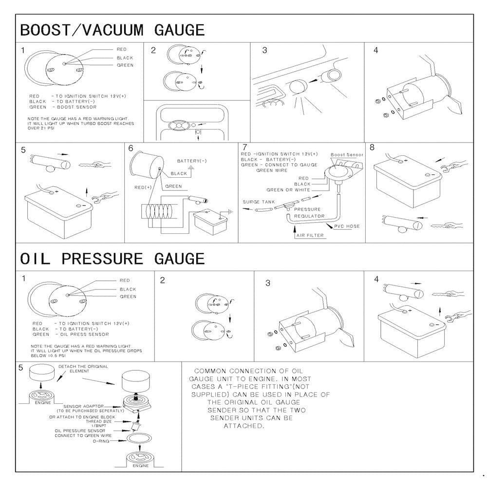 MotorbyMotor 30 PSI Turbo Gauge Blue LED Smoke Lens 2" 52mm Turbo Boost Gauge Sensor for Car AUTO 0~15V Universal
