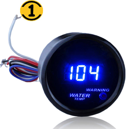 MotorbyMotor Digital Water Temperature Gauge 2" 52mm Electronic Blue LED Water Temp Gauge for Car Automotive(Fahrenheit) DC 12V
