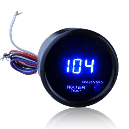 MotorbyMotor Digital Water Temperature Gauge 2" 52mm Electronic Blue LED Water Temp Gauge for Car Automotive(Fahrenheit) DC 12V
