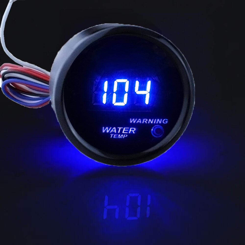 MotorbyMotor Digital Water Temperature Gauge 2" 52mm Electronic Blue LED Water Temp Gauge for Car Automotive(Fahrenheit) DC 12V