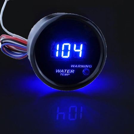 MotorbyMotor Digital Water Temperature Gauge 2" 52mm Electronic Blue LED Water Temp Gauge for Car Automotive(Fahrenheit) DC 12V