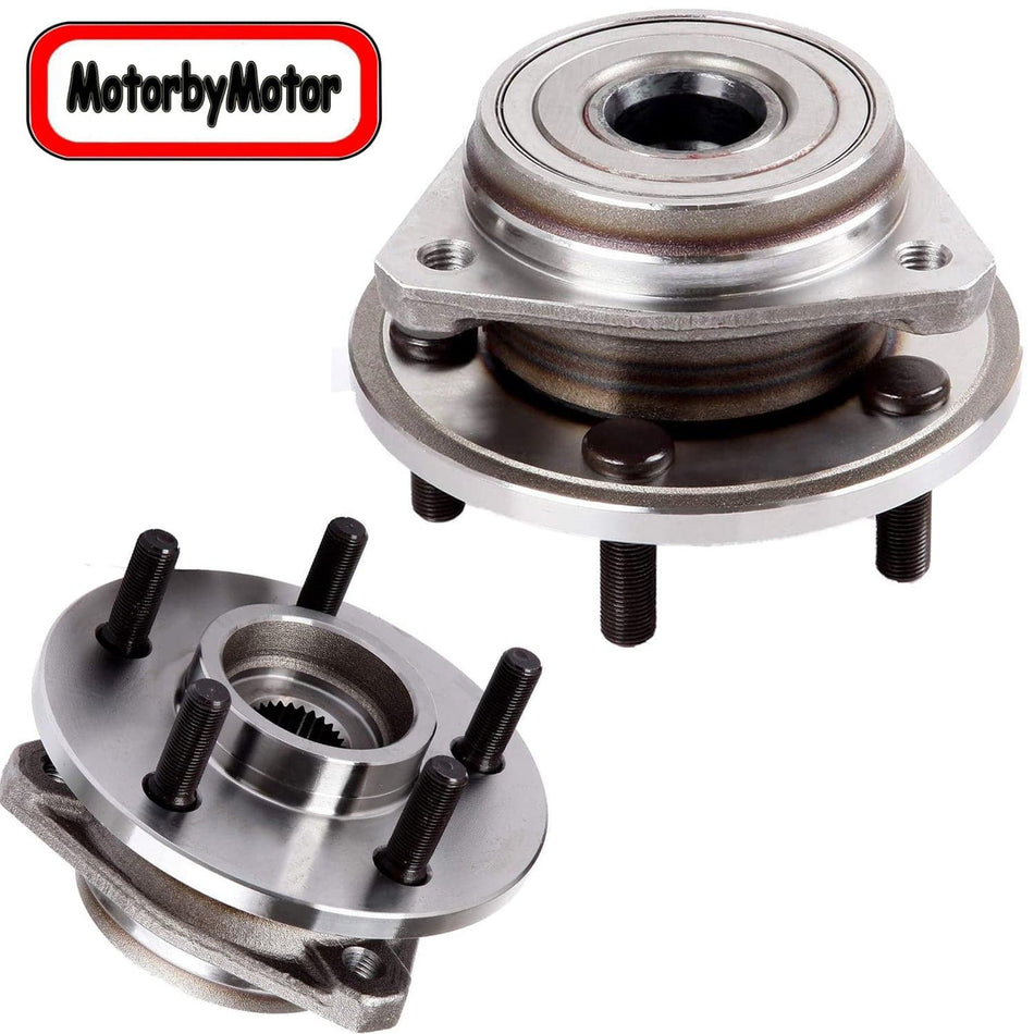 MotorbyMotor 513158 Front Wheel Bearing for 1999 Jeep Cherokee (Models with Full Cast Rotors), Jeep Wrangler TJ Wheel Hub w/5 Lugs-2Pack