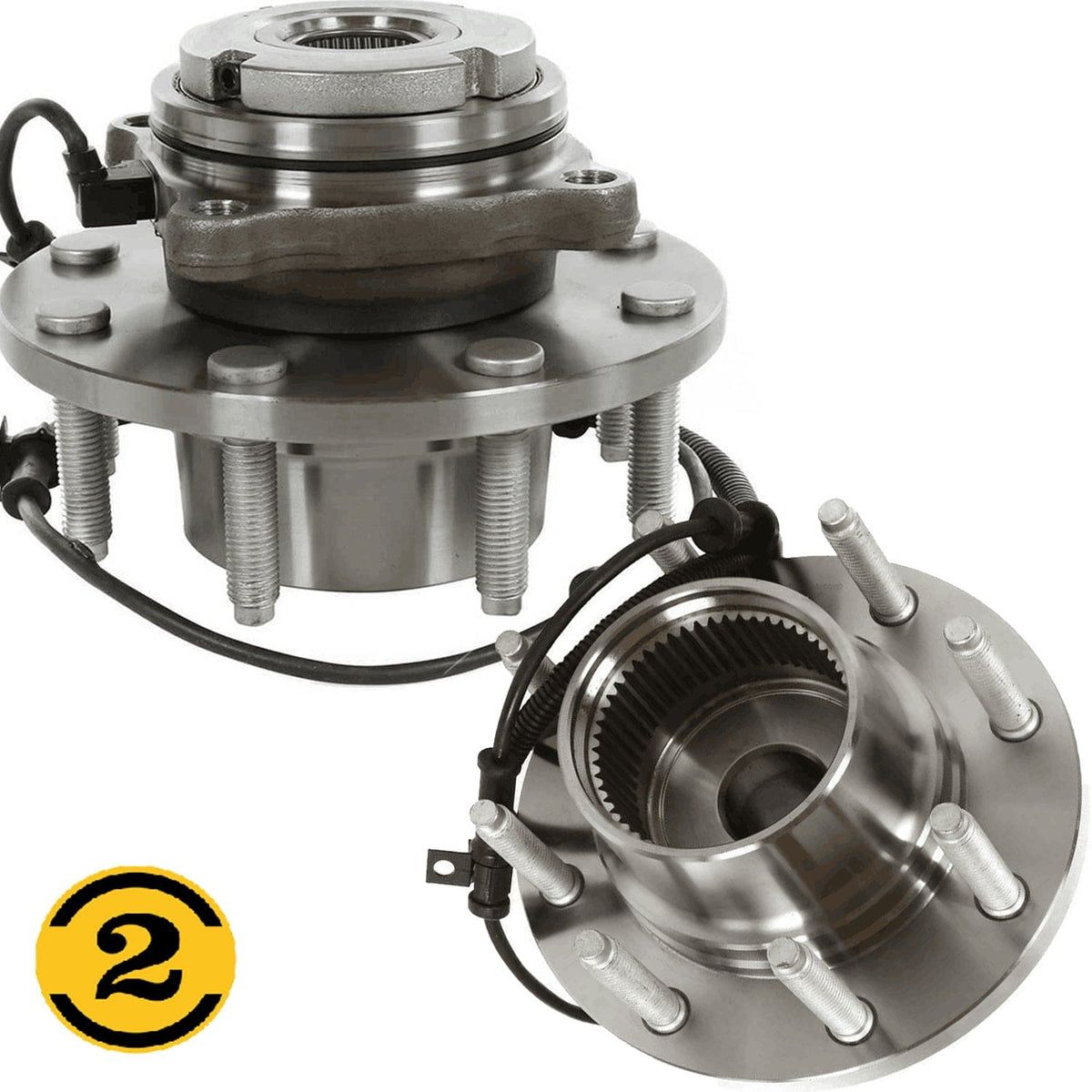 Front Wheel Bearing Fit 2000-2004 Ford F-250 F-350 Super Duty, 2000-2002 Ford Excursion Wheel Hub w/ABS 8 Lugs, 4WD, 515020 (2 Pack)