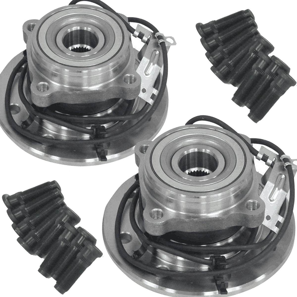 Front Wheel Bearing Fit 1998 1999 Dodge Ram 3500 Pickup Wheel Hub w/ABS 8 Lugs, 4WD, 515068 515069 (2 Pack)