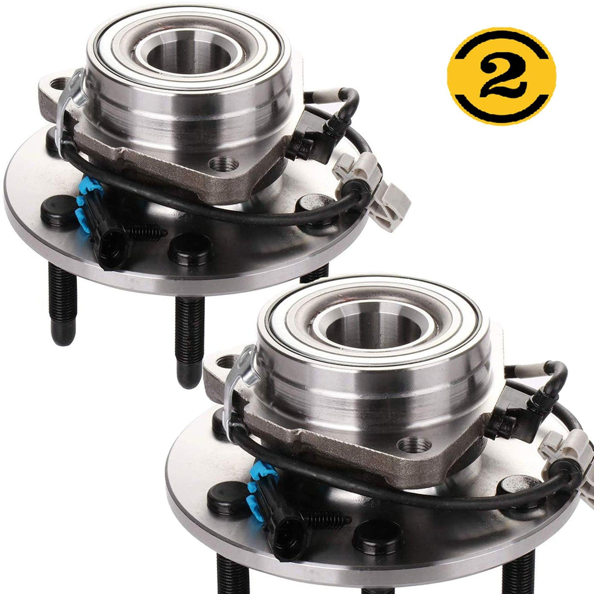 Front Wheel Bearing Fit 2003-2005 Chevrolet Astro GMC Safari Wheel Hub 6 Lugs w/ABS AWD, 515091 & 515092 (2 Pack)